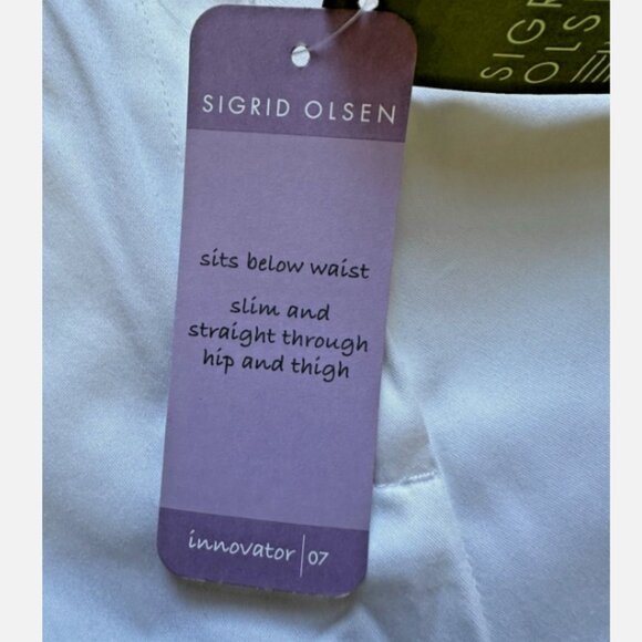 Sigrid Olsen Shell Beach White Innovator Straight Leg Pants Low Rise Size 8 - Picture 2 of 5